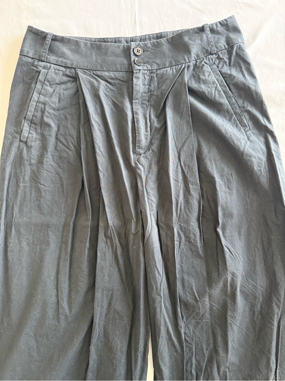 Anthropologie Black High-Waist Wide-Leg cropped Pants - Picture 4 of 10